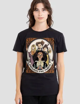 Women's Hocus Pocus 2 Reclaim The Flame Stamp With Becca T-Shirt, Black Size: Small - Black - Size: S - Disney - FashionsVida