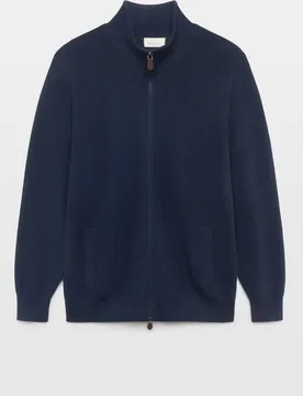 Cardigan de hombre de c-semicisne cremallera liso algodón merino - Emidio Tucci - FashionsVida
