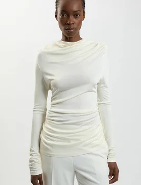 Women's Cowl Viscose Crepe Neck Sleeveless Top in Ivory Size: Medium - Ivory - Size: M - Karen millen - FashionsVida
