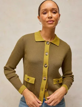 Pure Cotton Cardigan Khaki female - White stuff - FashionsVida
