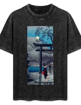 Hakone Lake in Moonlight (ca.1925–1926) print in high resolution by Hiroaki Takahashi. Original from The Los Angeles Cou T-Shirt - Aliexpress - FashionsVida