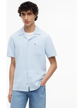 Camisa regular fit de manga corta de lino de hombre - Tommy Jeans - FashionsVida