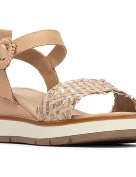 Sandalias con cuña de mujer de piel con cierre de hebilla - Carmela - FashionsVida