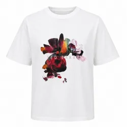 Womens Phina Floral Bloom White T Shirt Cotton - Size Medium