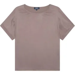 Camiseta de mujer con manga corta remangada y escote redondo