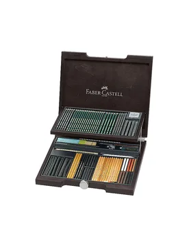 Pitt Monochrome Holzkoffer 86-teilig braun - Faber-Castell - FashionsVida