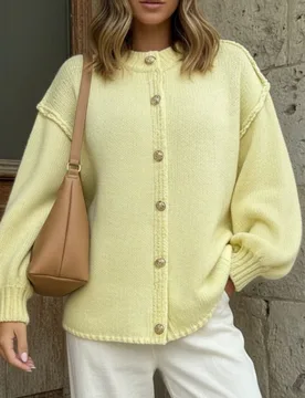 Cárdigan Oversize con Botones Delanteros Otoño/Invierno, Casual Y2K Primavera, Versátil para Desplazamientos, Estilo Callejero Diario de Regreso a - Shein - FashionsVida