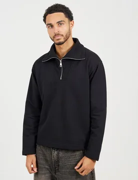 High Funnel Neck Mens 1/4 Zip Sweatshirt - Brave soul - FashionsVida