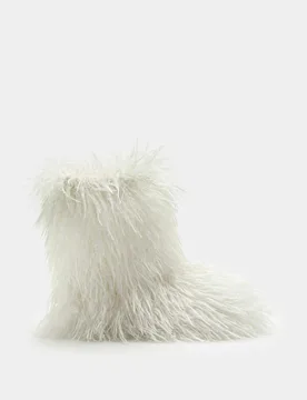Kids' Tall Fur Slipper Boots (10 Small - 7 Large) Cream Female - M&S - FashionsVida