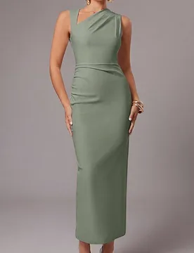 Vestido largo de fiesta elegante con cintura ceñida de unicolor para mujer XS - Shein - FashionsVida