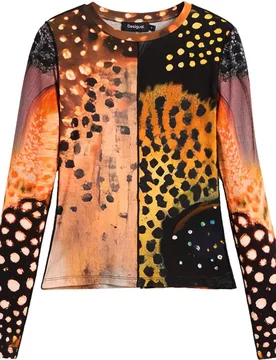 Camiseta de mujer estampada manga larga - Desigual - FashionsVida