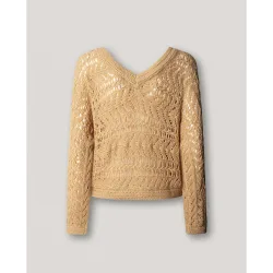 Jersey de mujer calado cuello pico