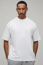 Herren Basic Oversized T-Shirt mit verlängertem Ausschnitt White Größe Large