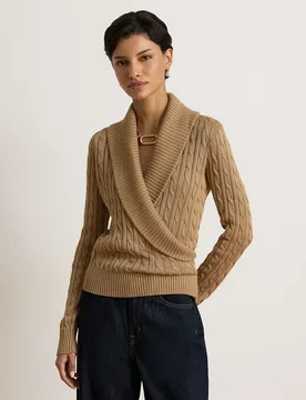 Jersey de mujer de algodón con escote cruzado disponible en tallas grandes - Lauren Ralph Lauren - FashionsVida