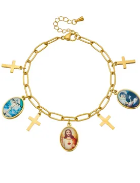 Religious Jesus Cross Charm Bracelet Gold Color Stainless Steel Paperclip Chain Link Bracelets for Woman Men Christian Jewelry - Aliexpress - FashionsVida