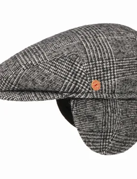 Merlino Flat Cap with Ear Flaps by - black-white - Size: 57 cm - Mayser - FashionsVida