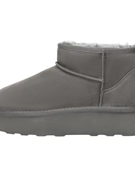 Womens Women Heron Ultra Mini Platform Boots - Grey Suede - Size Uk 6 - EVER AU - FashionsVida