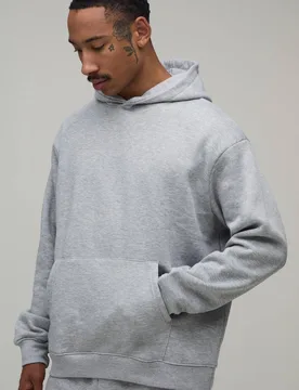 Herren Basic Oversized Over-the-Head Hoodie Sweatshirt Grey Marl Größe XL - boohooMAN - FashionsVida