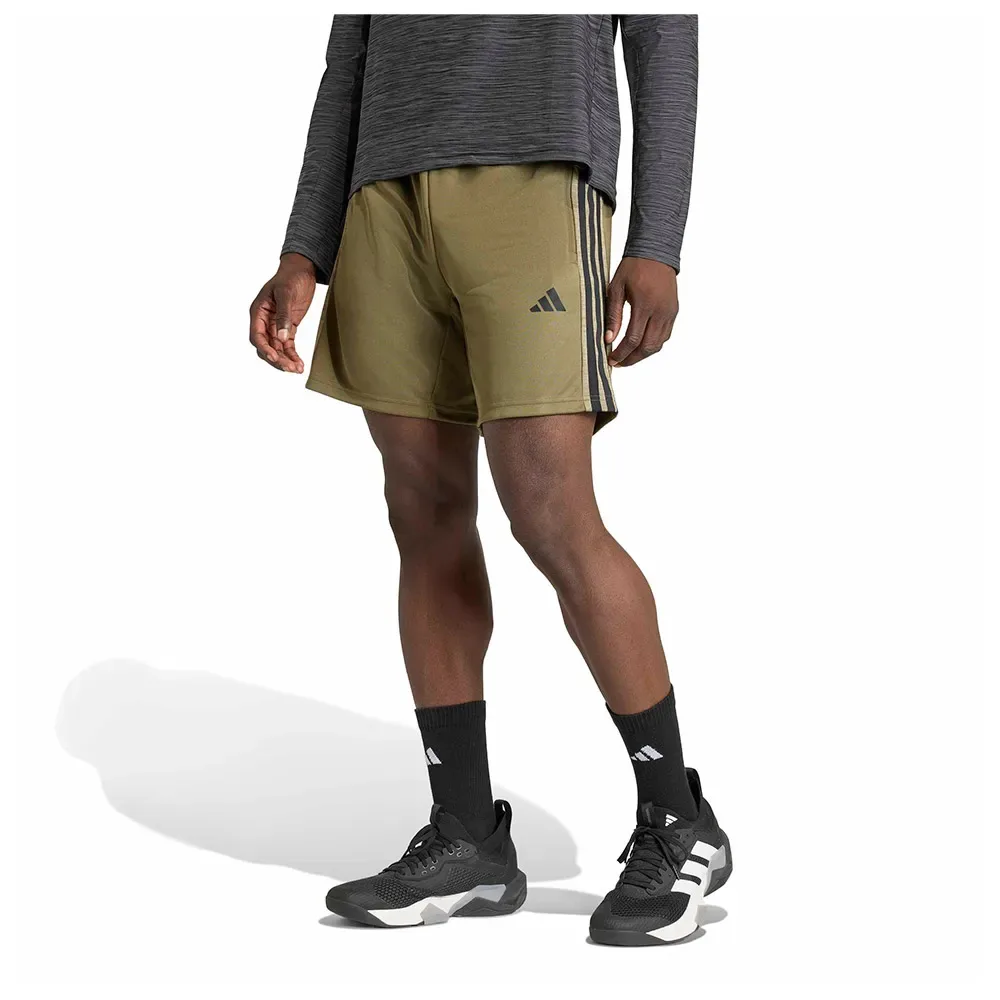 Short Workout Essentials All-set 3 Stripes Knit 7´´ Olive Strata / Black M - Adidas - FashionsVida
