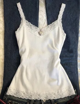 Top de encaje patchwork dulce francés para mujer, ideal para citas y festivales de música S - Shein - FashionsVida