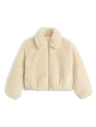 Chaqueta con aspecto de piel beige M
