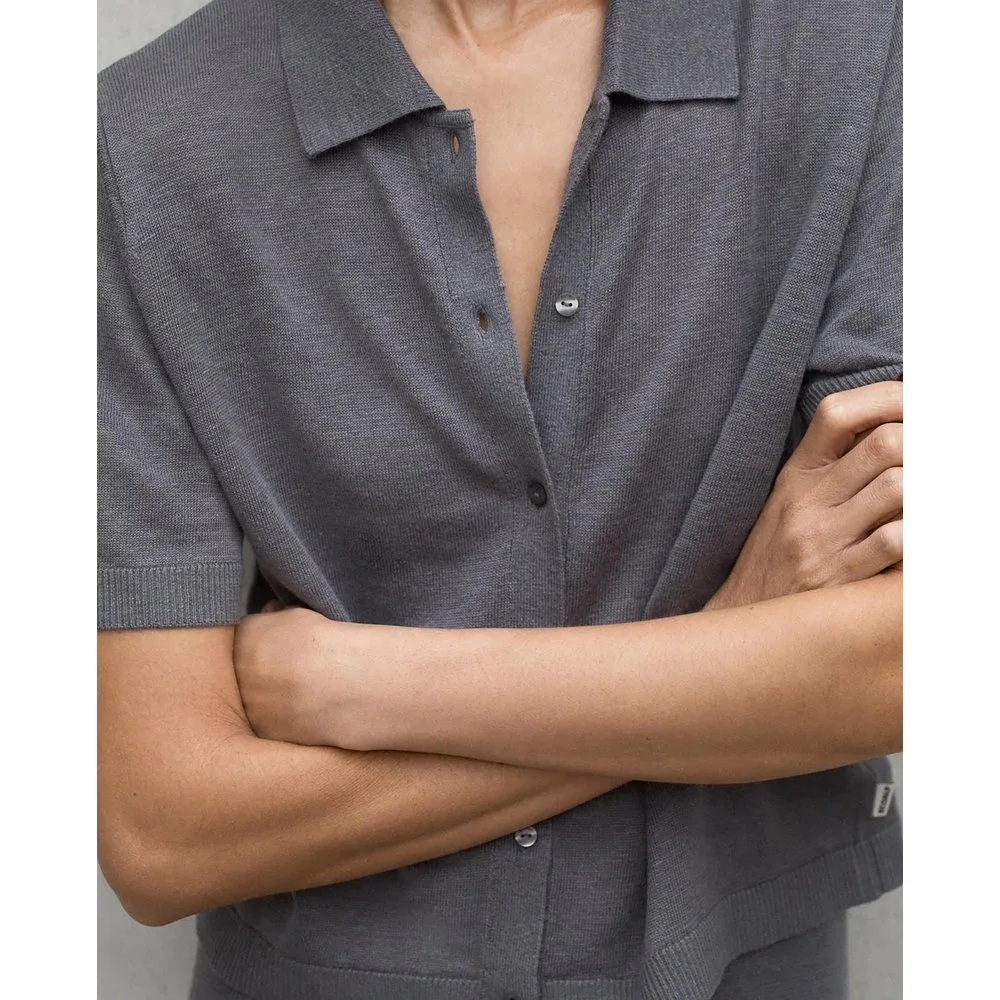 Jersey de mujer con cuello estilo polo y cierre de botones - Ecoalf - FashionsVida