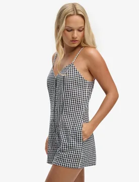 Superdry Damen Baumwolle Gingham Drucken Cami Spielanzug, Marineblau & Weiß, Größe: 34 - 54.99 - FashionsVida