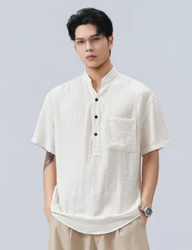Summer New Style Men's V-neck Fashion Linen POLO Shirt Top - Simple and Casual with Plain Texture and Slim Fit Loose Short - Aliexpress - FashionsVida
