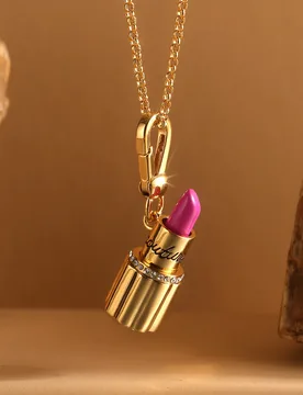 Fashion Luxury Golden Lipstick Tube Pendant Necklace for Women Keychain Pendant Sweet Niche Party Jewelry Halloween Gifts - Aliexpress - FashionsVida