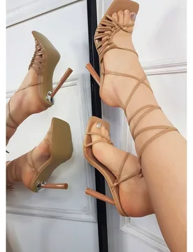 Women's Kelly Faux Leather Lace Up High Heels in Brown Size: 3 - Brown - Size: 3 - IKRUSH - FashionsVida