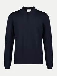 Strick-Polopullover Blau L