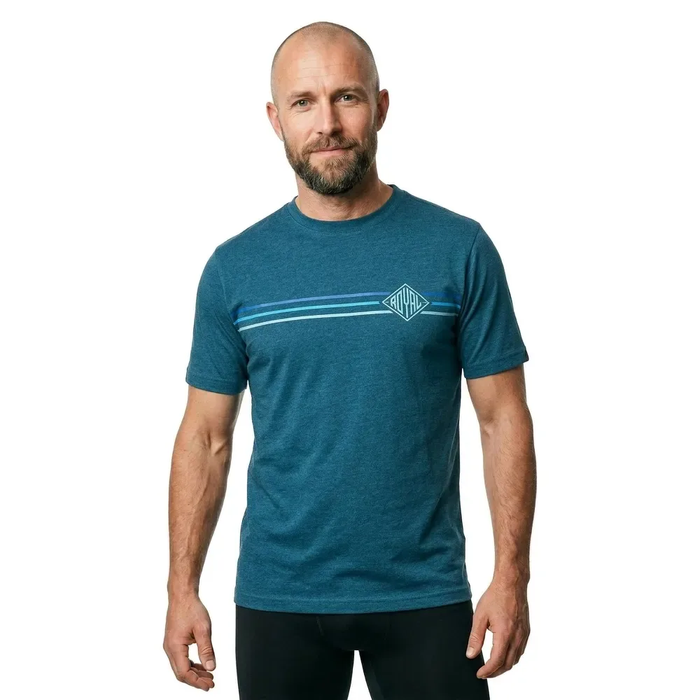 Maglietta A Maniche Corte Core Stripe Petrol - Royal - FashionsVida