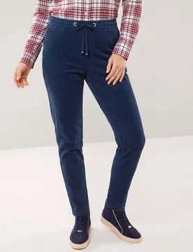 Jogpant aus weichem Cord, Regular Fit#normale Größen#Kurzgrößen, Farbe Blau, 52, weicher Breitcord moderner Schnitt Damen - Walbusch - FashionsVida