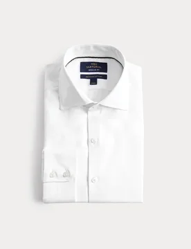 Regular Fit Luxury Egyptian Cotton Shirt White male - M&S SARTORIAL - FashionsVida