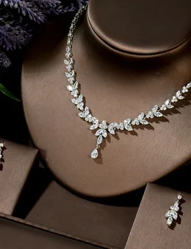 HIBRIDE Newest Luxury Sparking Brilliant Cubic Zircon Clear Necklace Earrings Wedding Bridal Jewelry Sets Party Accessories N-12 - Aliexpress - FashionsVida
