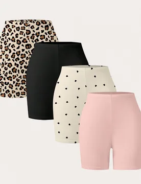 Piezas Shorts para niñas, pantalones casuales ligeros de verano para niños, ropa de estar por casa versátil, estampado de corazón y leopardo, esti - Shein - FashionsVida
