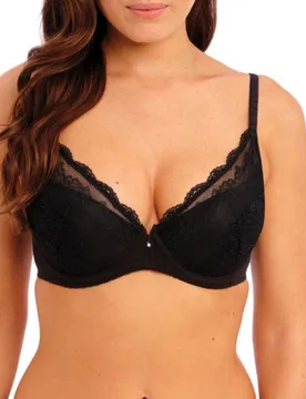 Womens Ravissant Plunge Bra - Black Polyamide - Size 32c - Wacoal - FashionsVida