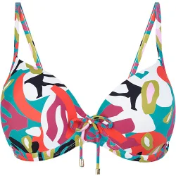 Top de bikini balconette de tirantes regulables y estampado multicolot
