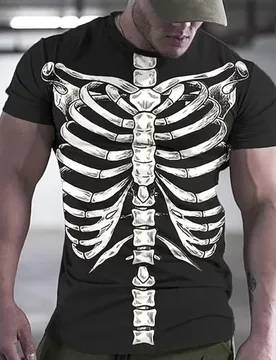 Men's Casual Skeleton Picture 3D Print T-Shirt Hip Hop Personality round Neck Short Sleeve Summer Top - Aliexpress - FashionsVida