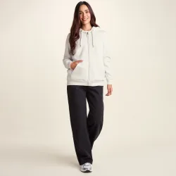 Bradshaw Womens Supersoft Sherpa Lined Zip Hoodie - Ice Grey Melange - White Polycotton - Size 12 Regular