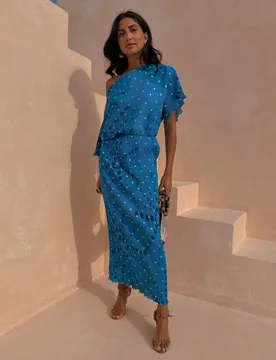 Tilly Dress in Ioana Shell Print Blue Mix female - Never Fully Dressed - FashionsVida