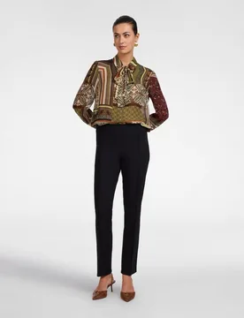 Pantalones de mujer slim en punto milano ajuste skinny con línea afilada y largo al tobillo - Elena Miró - FashionsVida