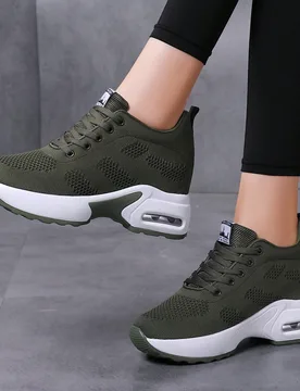 Zapatillas deportivas con parche de letras y cordones para mujer, zapatillas de cuña para exteriores para otoño/invierno EUR40 - Shein - FashionsVida