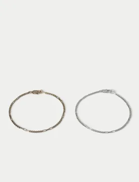 Pack Chain Bracelet Metallic male - M&S - FashionsVida