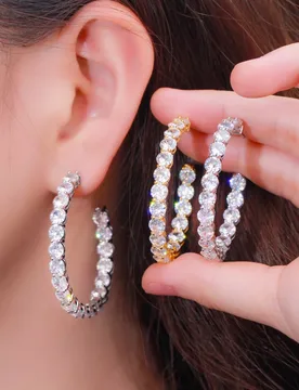 CWWZircons Bling Iced Out Round Cubic Zirconia Large Charm Hoop Earrings for Women Luxury CZ Wedding Bridal Party Jewelry CZ877 - Aliexpress - FashionsVida