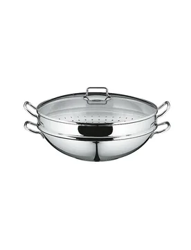 Macao Wok Induktion 4-teilig, Wokpfanne 36 cm Cromargan silber - WMF - FashionsVida