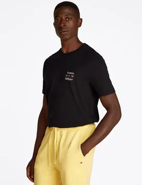 Stack Mens T Shirt - Black Cotton - Size X-Large - Tommy hilfiger - FashionsVida