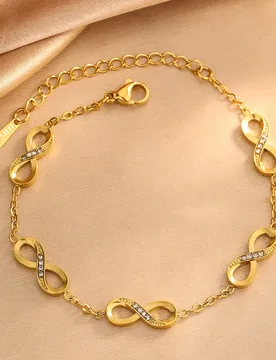 Durable Non-tarnish Bracelet Gold Infinity Symbol Jewelry Sparkling Zircon Link Chain Adjustable Bracelet for Best Friend Gift - Aliexpress - FashionsVida