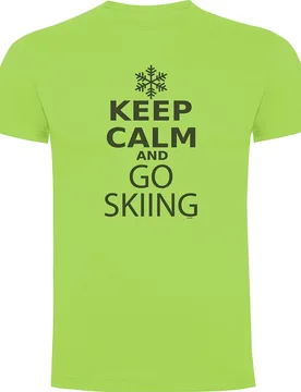 T-shirt à Manches Courtes Keep Calm And Go Skiing Light Green S - Kruskis - FashionsVida