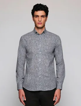 Camisa casual de hombre estampada cuello con botones Tallas Grandes - Mirto - FashionsVida